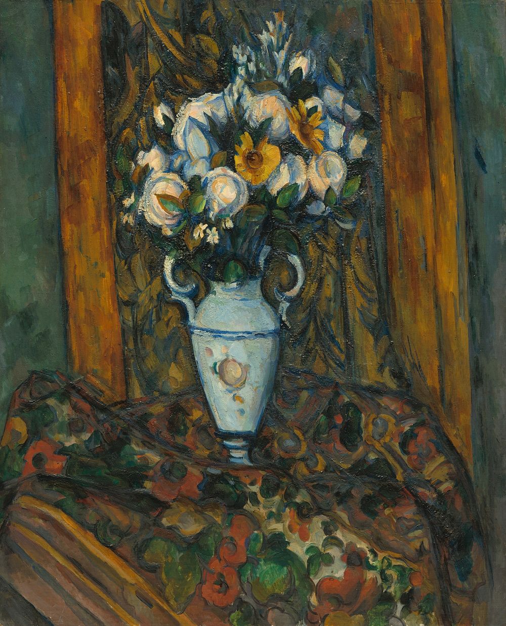 Vase of Flowers (1900-1903) painting in high resolution by Paul C&eacute;zanne. 
