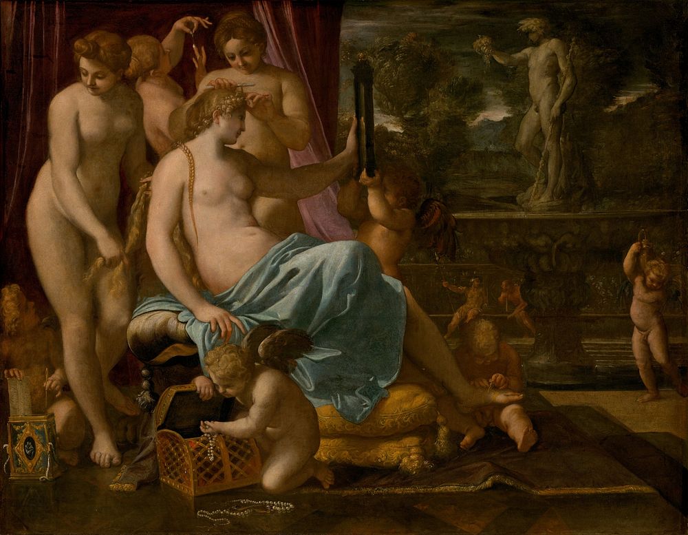 Venus Adorned by the Graces (1590–1595) by Annibale Carracci.  