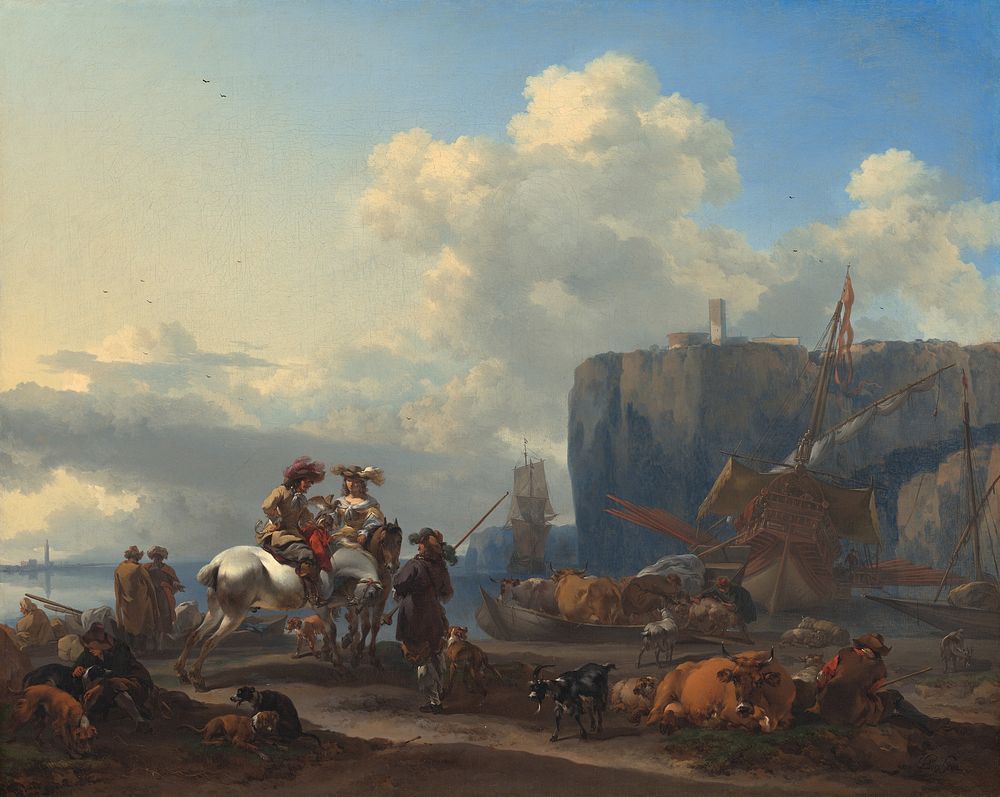 View of an Italian Port (early 1660s) by Nicolaes Pietersz Berchem.  