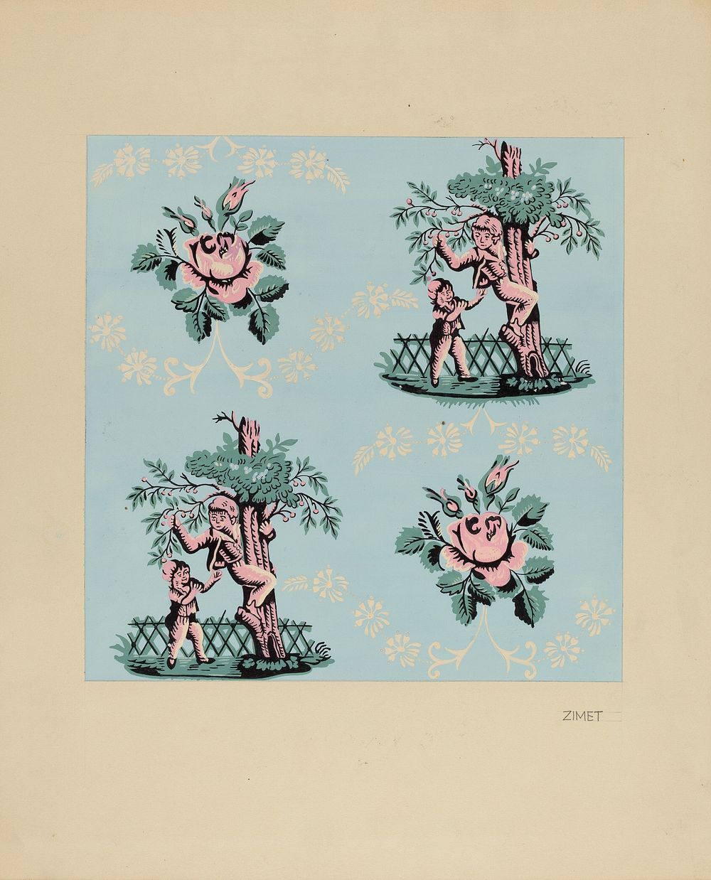 Wall Paper ("The Cherry Boy"), (c. 1937) by A. Zimet.  