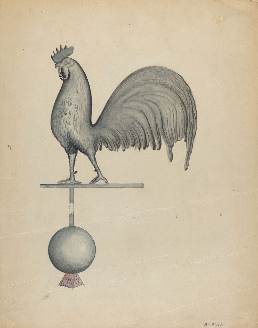 Weather Vane - Iron Rooster (c. 1937) by Albert Eyth.  