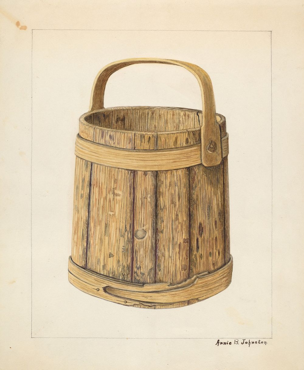 Wooden Sugar Bucket (ca.1938) by Annie B. Johnston. 