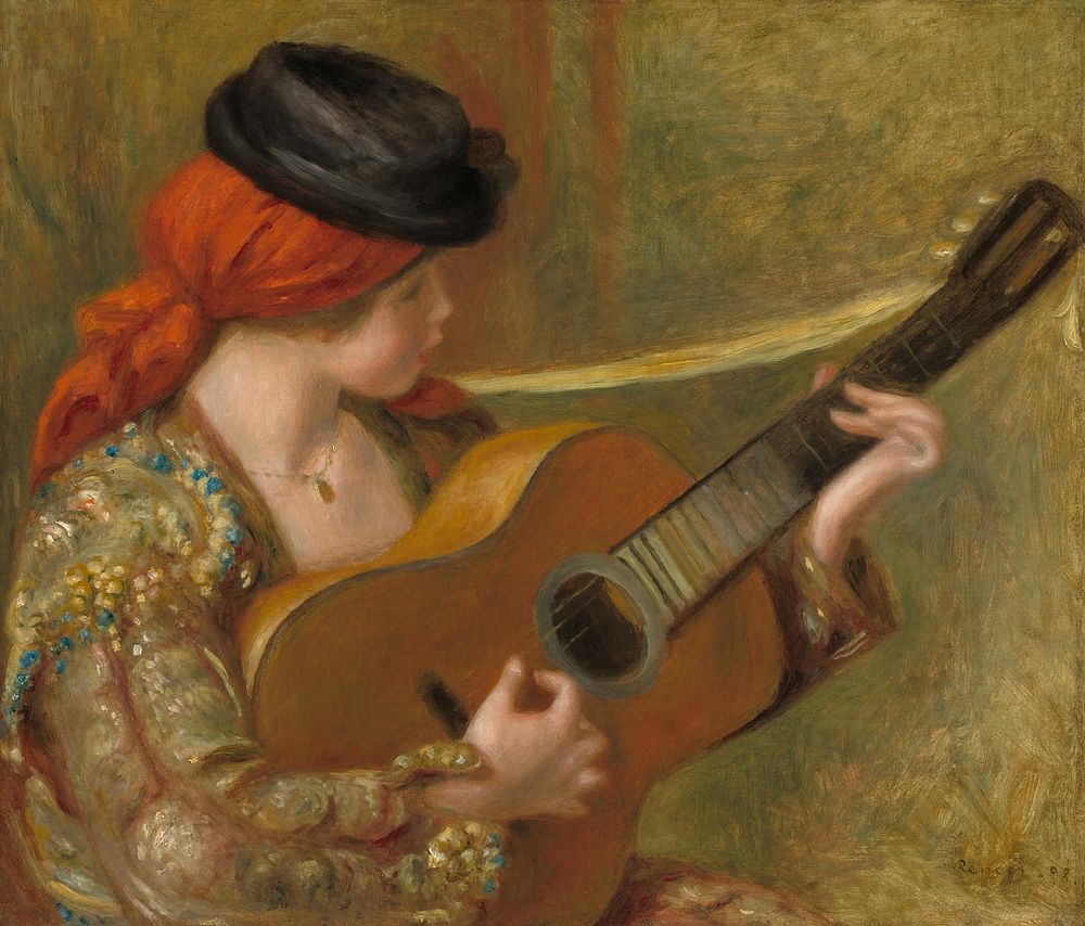 Pierre-Auguste Renoir's  Young Spanish Woman with a Guitar (1898) painting in high resolution 