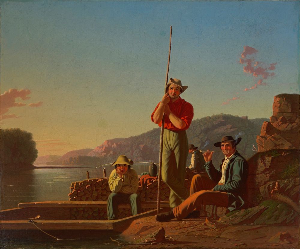 The Wood-Boat (1850) painitng in high resolution by George Caleb Bingham. 