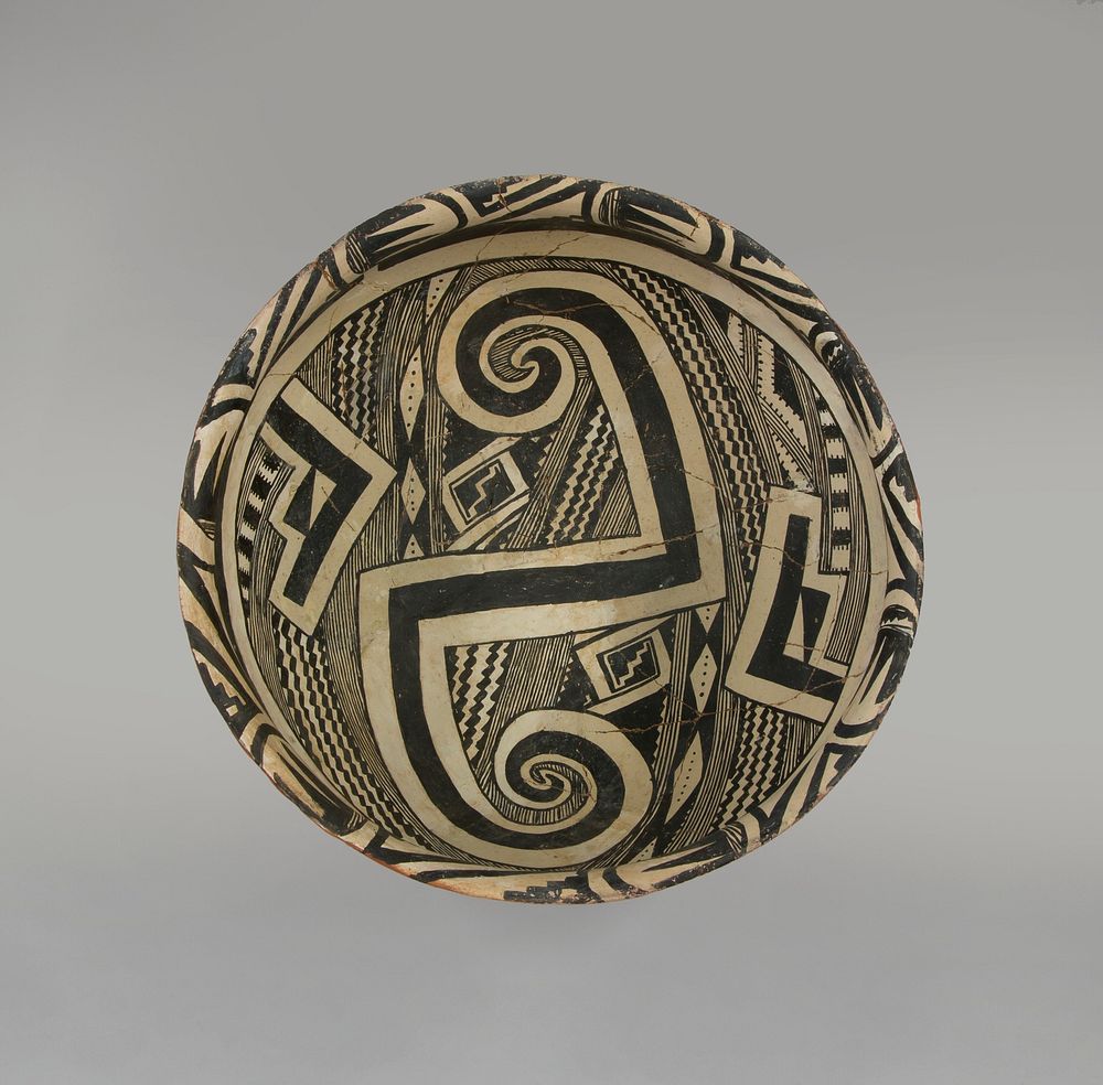 Bowl with Painted Motifs (c.1300–1400) earthenware in high resolution by anonymous. 