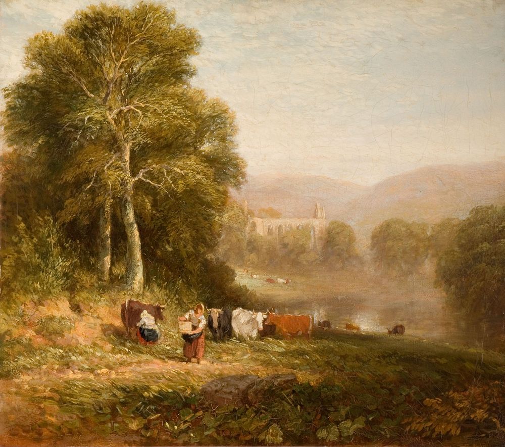 Bolton Abbey (1844) painting in high resolution by David Cox. 