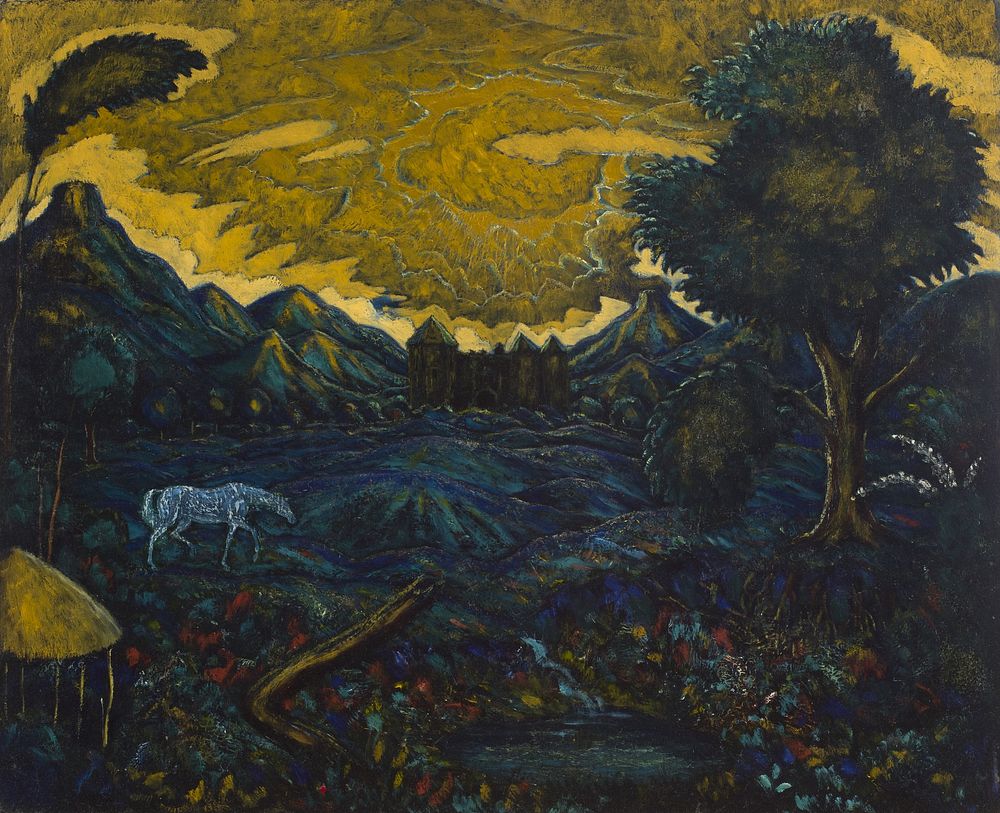 Landscape with a Horse (1912) painting in high resolution by Edward Middleton Manigault. 