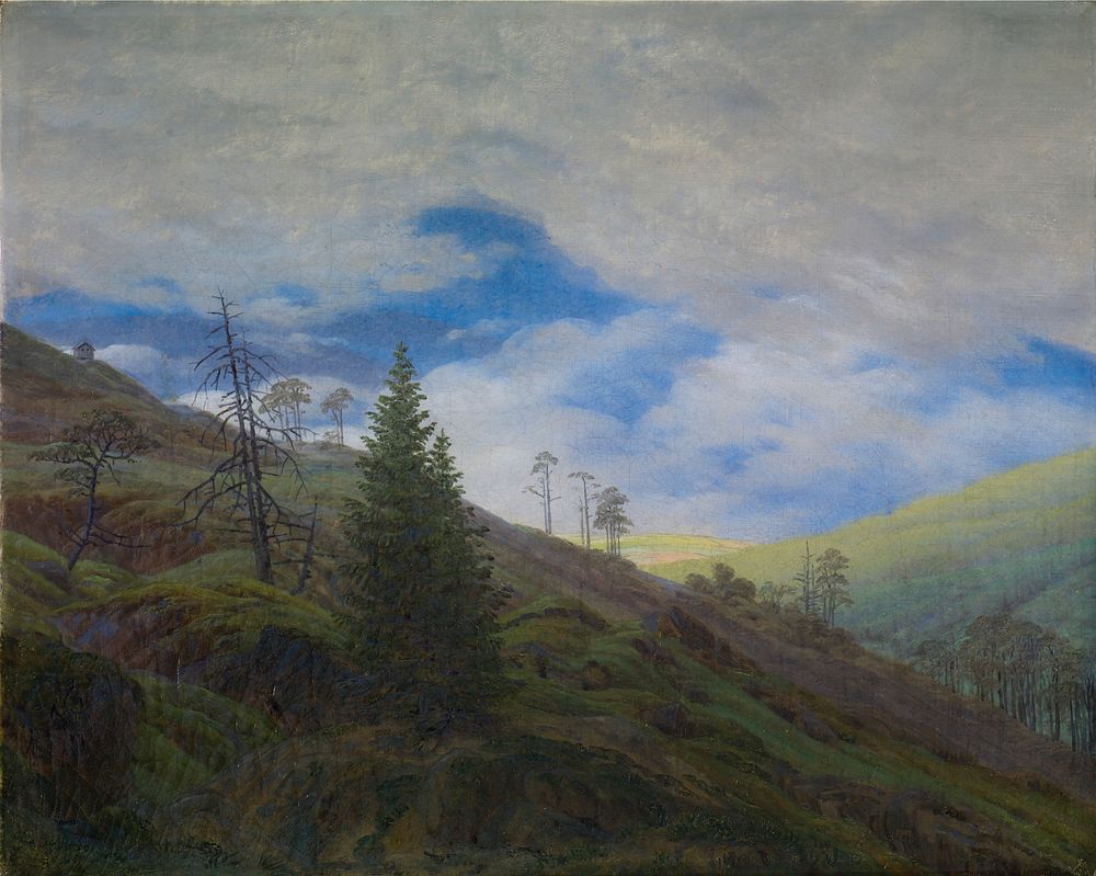 Sunburst in the Riesengebirge (1835) painting in high resolution by Caspar David Friedrich. 