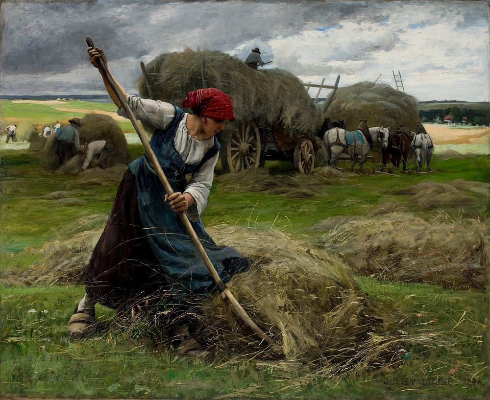 Haying Scene (1884) painting in high resolution by Julien Dupr&eacute;. 