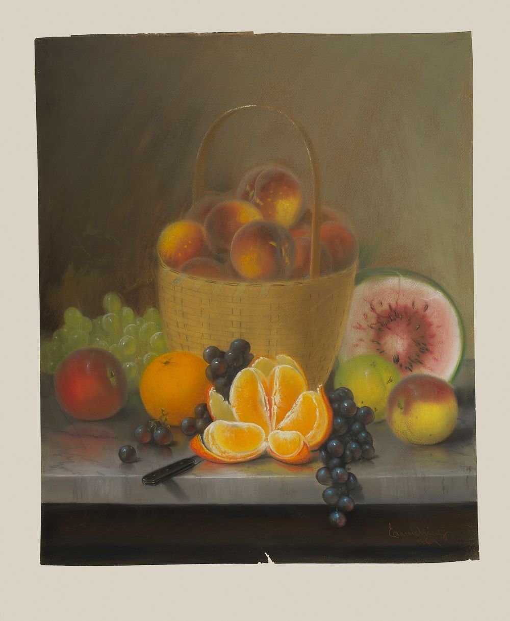 Still Life with Fruit (1864) painting in high resolution by John Joseph Enneking. 