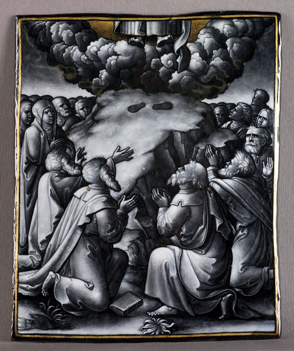 Ascension of Christ (c.1550) metalwork design in high resolution by Pierre Reymond. 