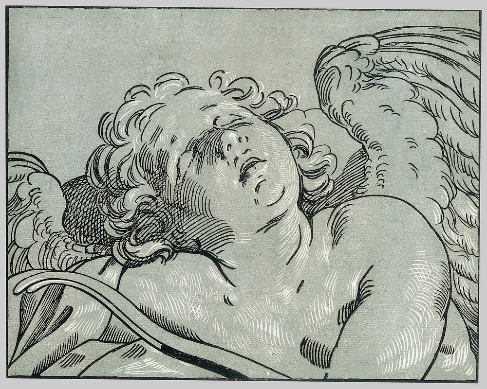 A sleeping cupid (ca. 1630&ndash;1645) by Bartolomeo Coriolano.  