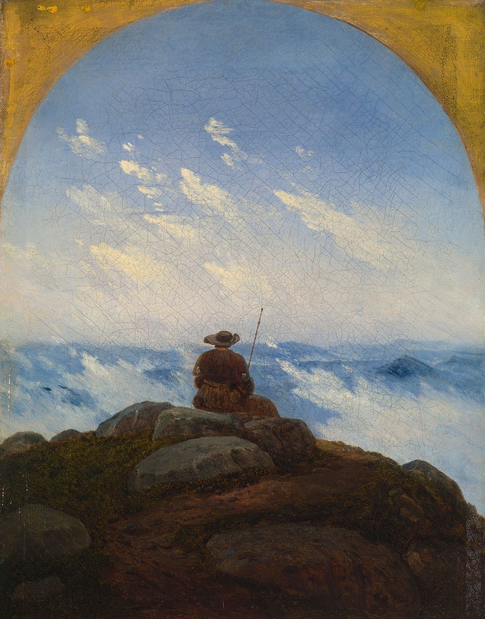 Wanderer on the Mountaintop (1818) painting in high resolution by Carl Gustav Carus. 