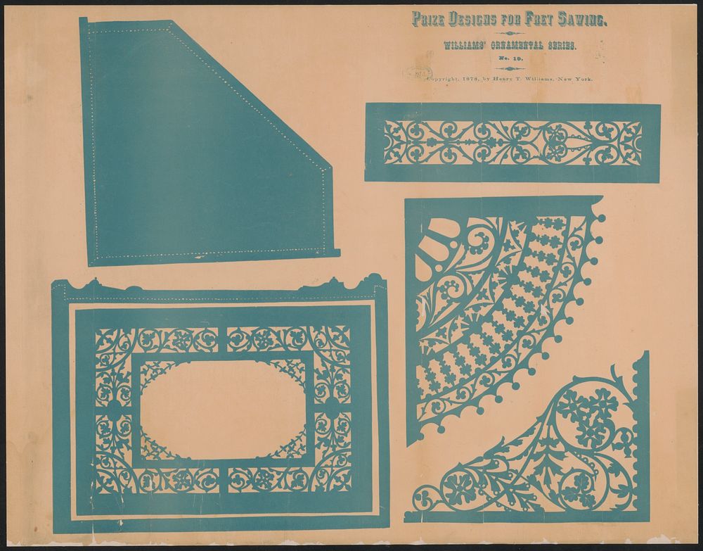 Prize designs for fret sawing (ca.1879) print in high resolution by Henry T. Williams.   