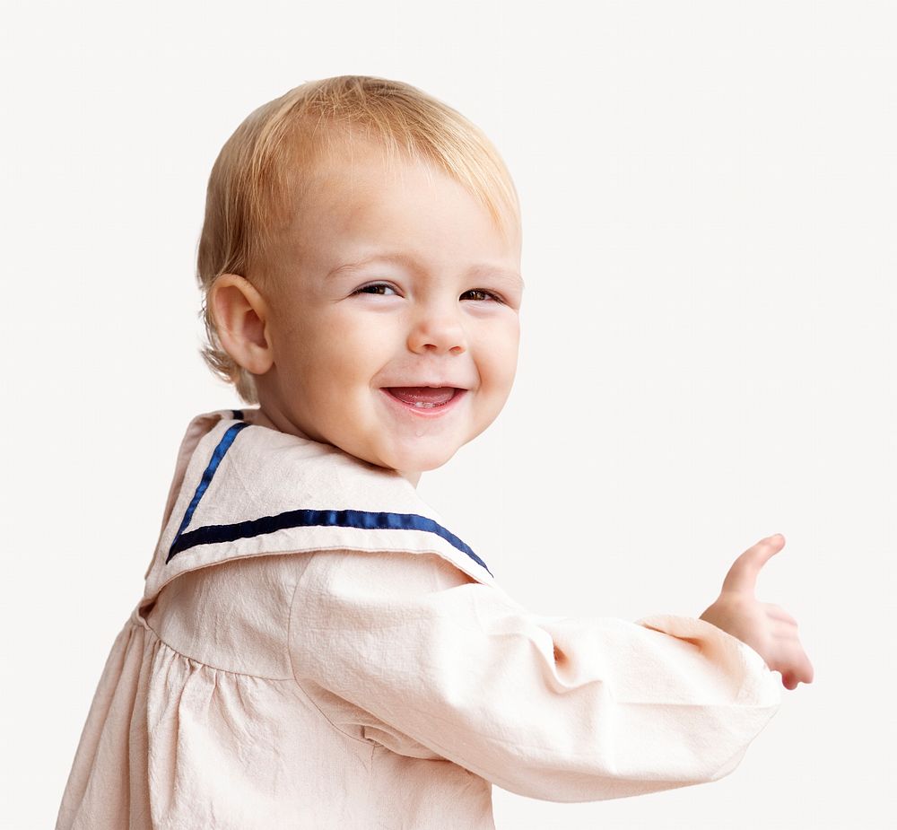 Happy toddler image, isolated on white