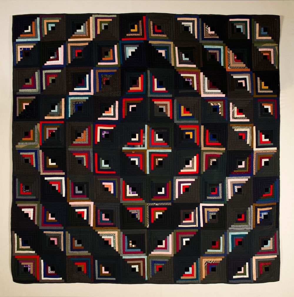 Barn Raising Log Cabin Quilt (c.1900) textile in high resolution by anonymous. 