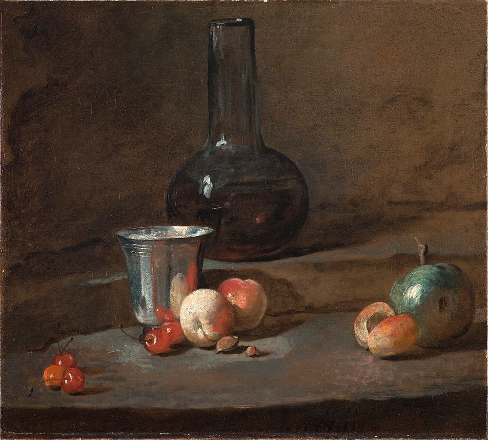 The Silver Goblet (c.1728) painting in high resolution by Jean-Sim&eacute;on Chardin. 