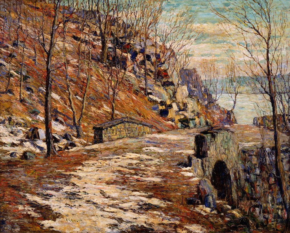 Road Down the Palisades (c.1911) painting in high resolution by Ernest Lawson. 