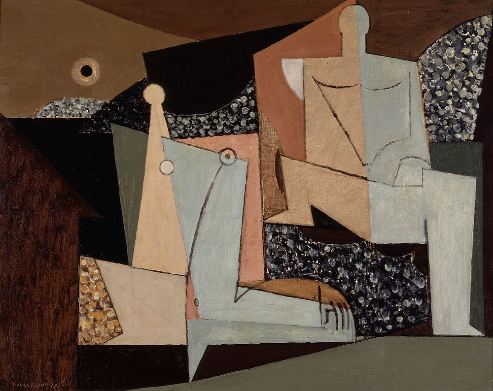 Figures on a Beach (1930) painting in high resolution by Louis Marcoussis. 