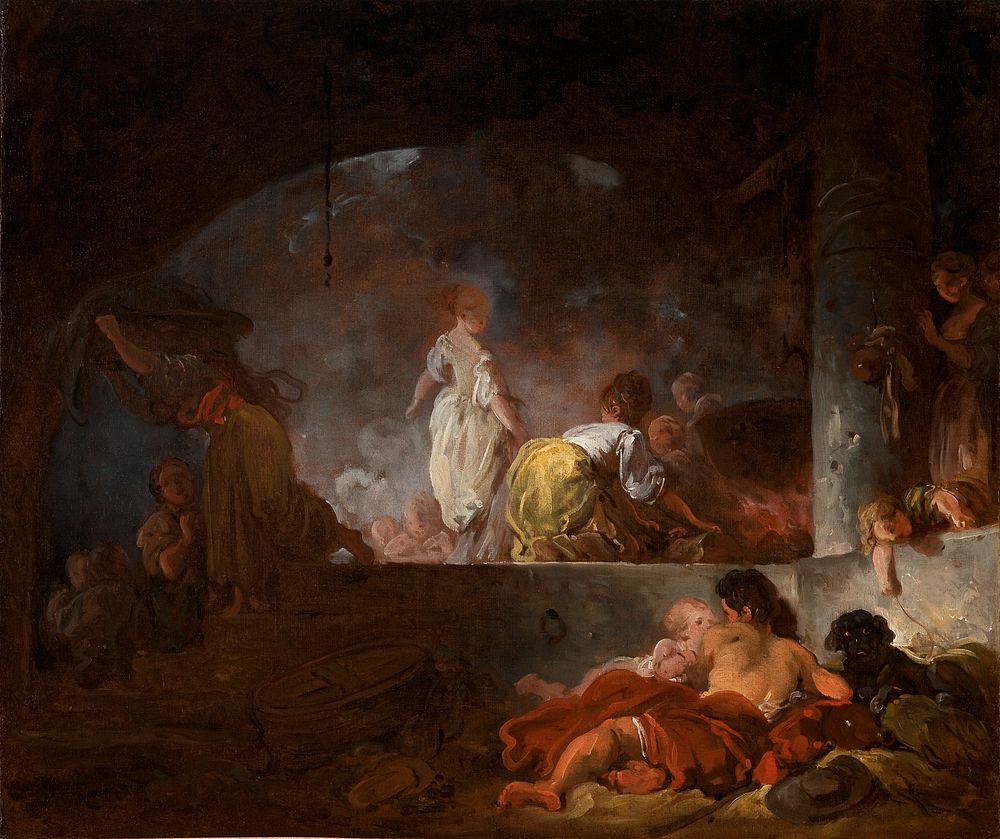 The Laundresses (c.1756&ndash;61) painting in high resolution by Jean-Honor&eacute; Fragonard. 