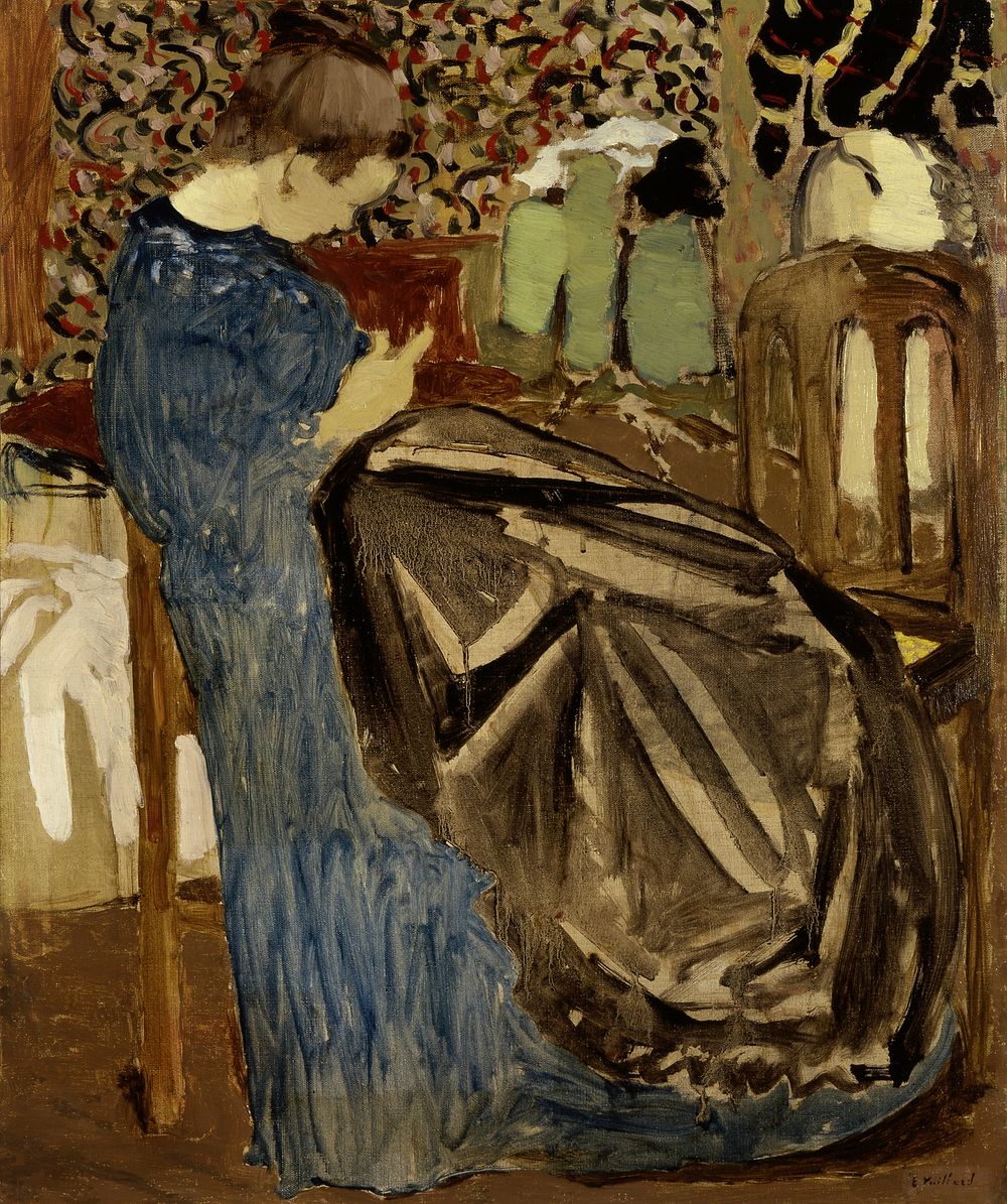 A Seamstress (1892) painting in high resolution by Edouard Vuillard. 