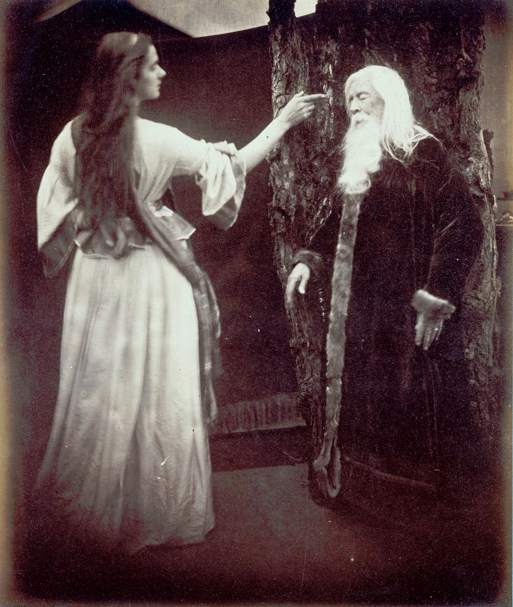 Vivien and Merlin (1874) photography in high resolution by Julia Margaret Cameron. 