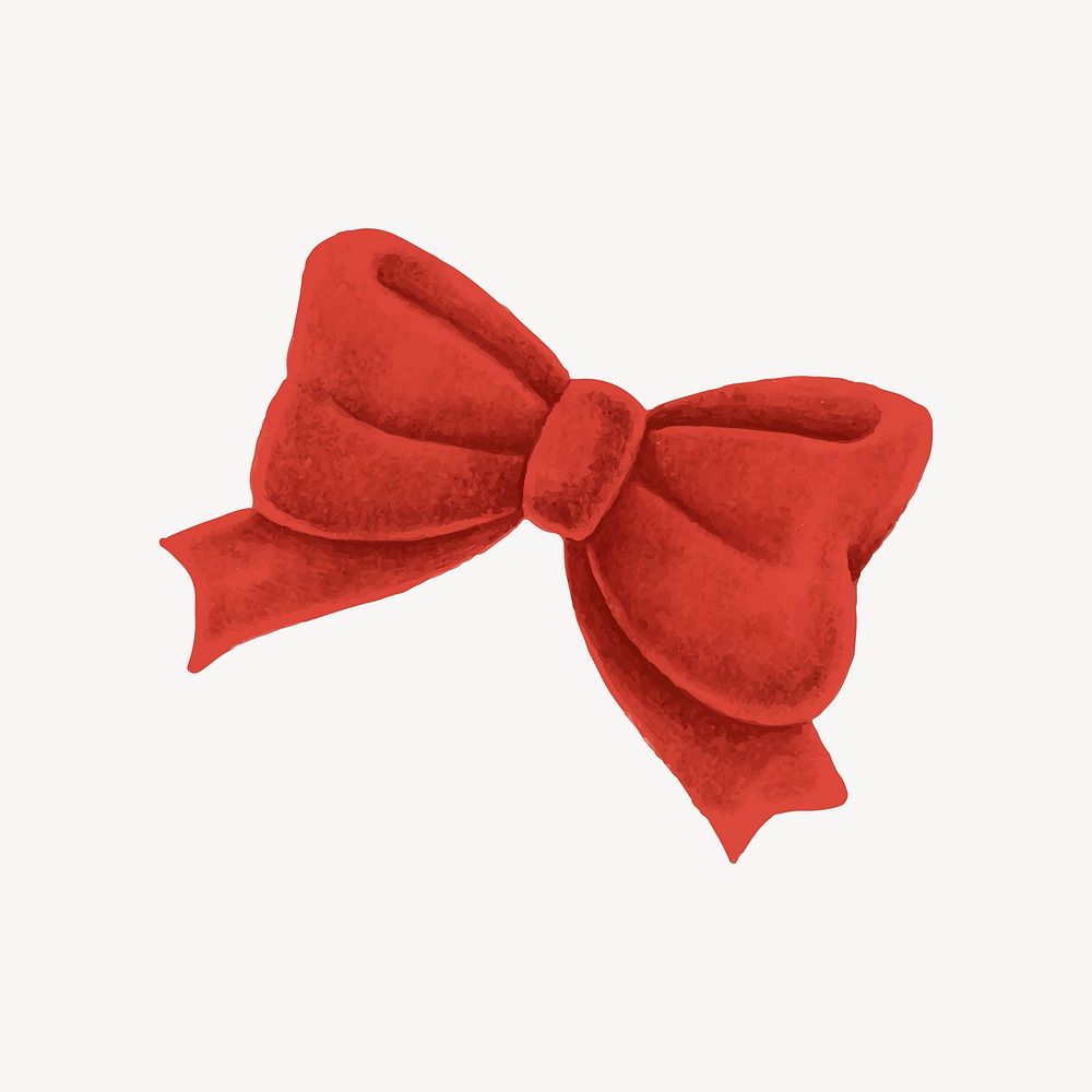 Hand drawn red Christmas bow