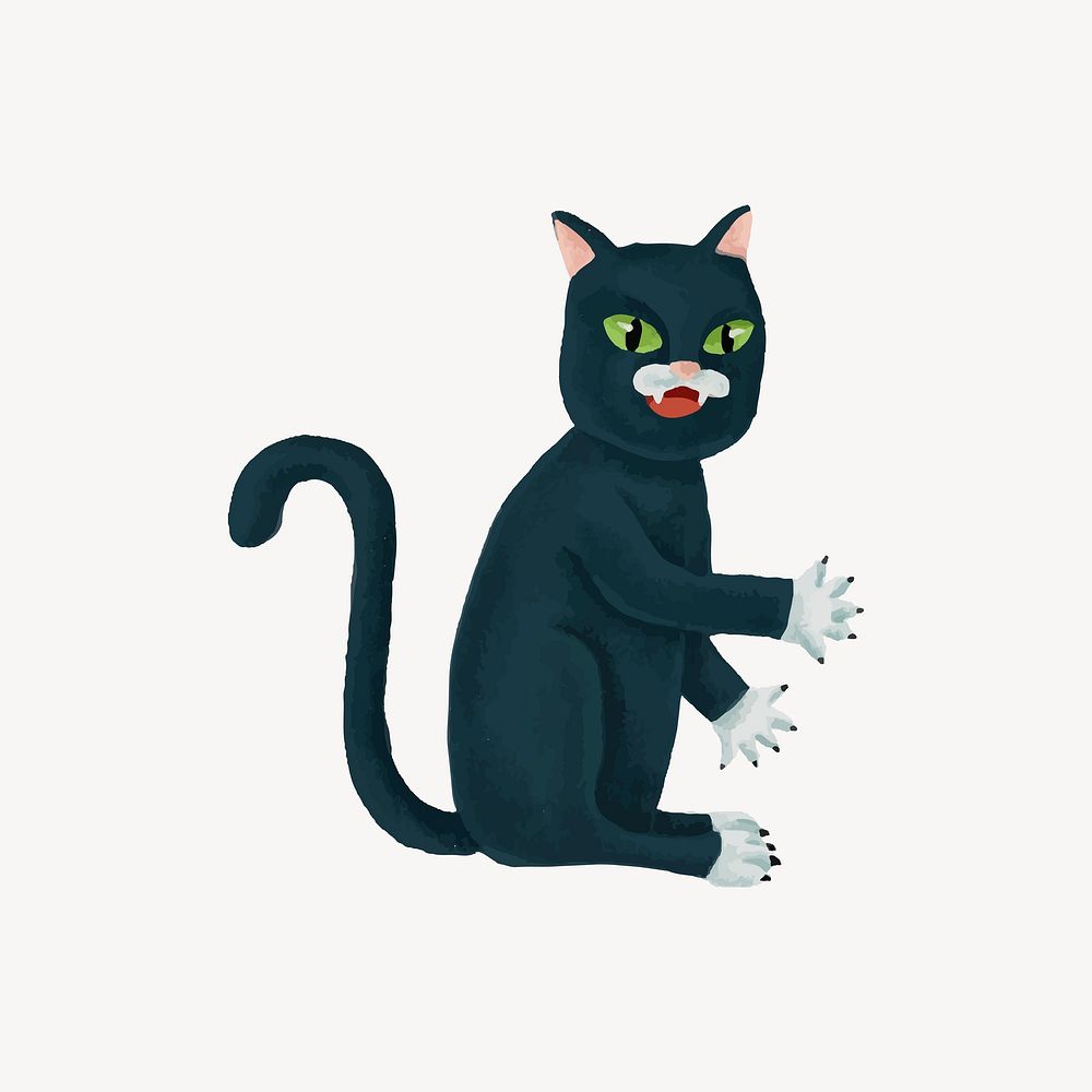 Hand drawn crazy black cat