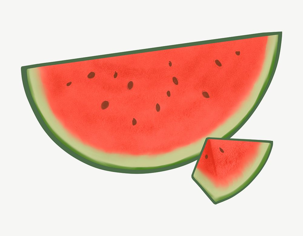 Watermelon fruit illustration collage element psd