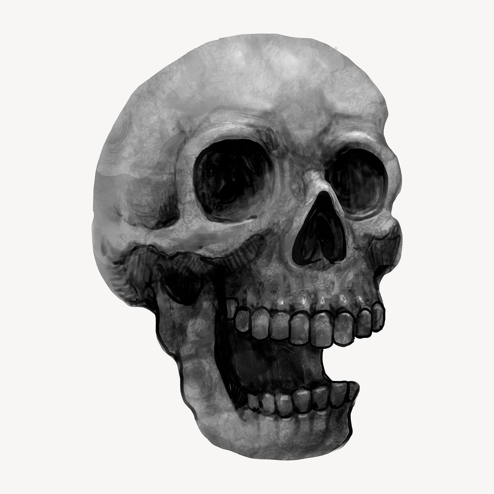 Halloween skull illustration, spooky drawing