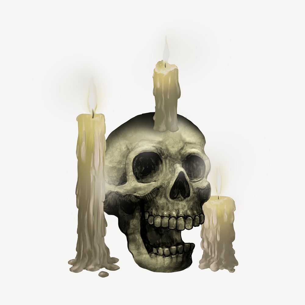  Halloween skull illustration collage element psd