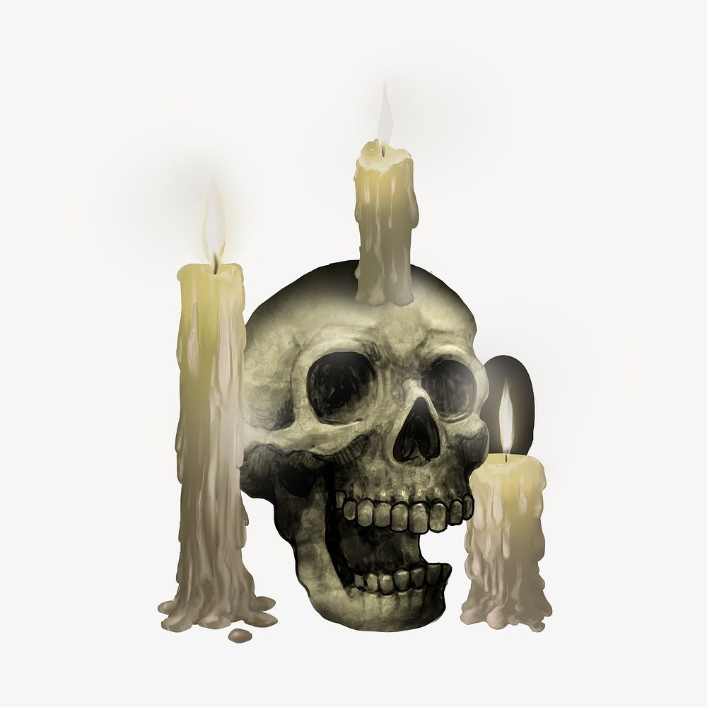 Skull & candles  illustration, Halloween decorations