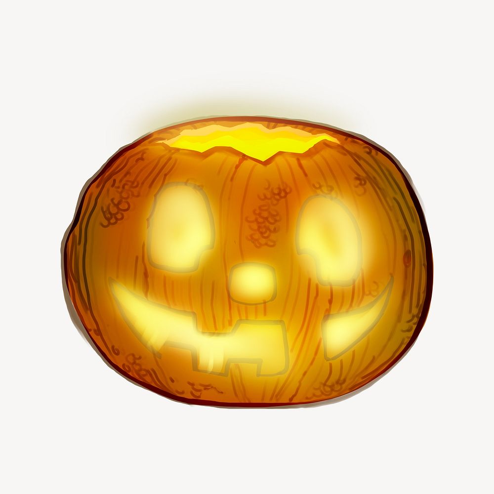 Carved pumpkin lit illustration, Halloween design