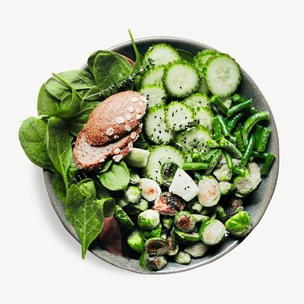 Salad bowl, healthy food isolated design