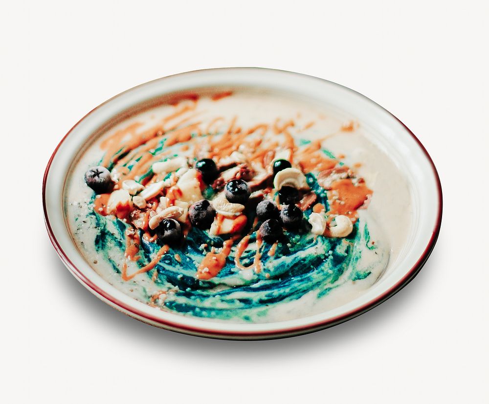 Blueberry spirulina overnight oats,  food design