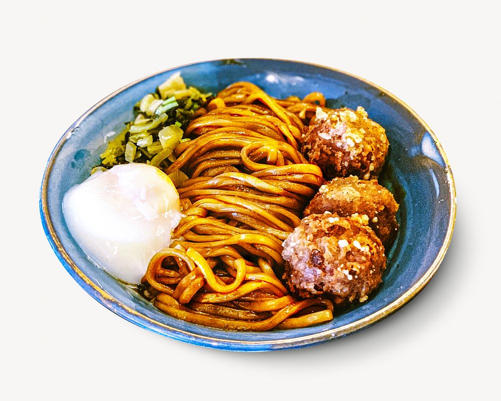 Meatball with egg noodles isolated design