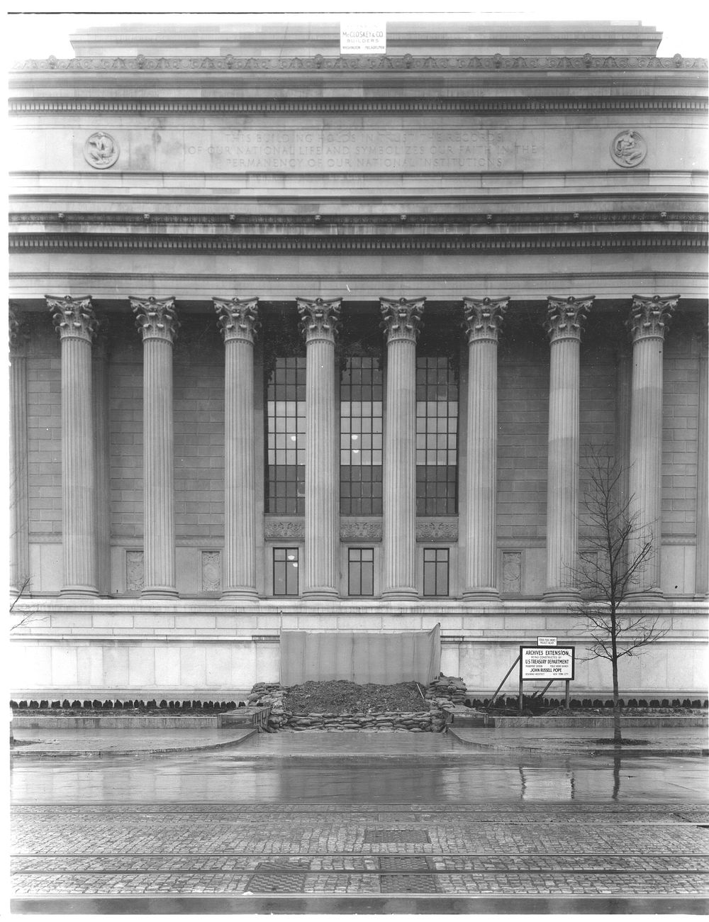 Photograph of a Flood Protection Barricade at the National Archives Building 7th Street Entrance. Original public domain…