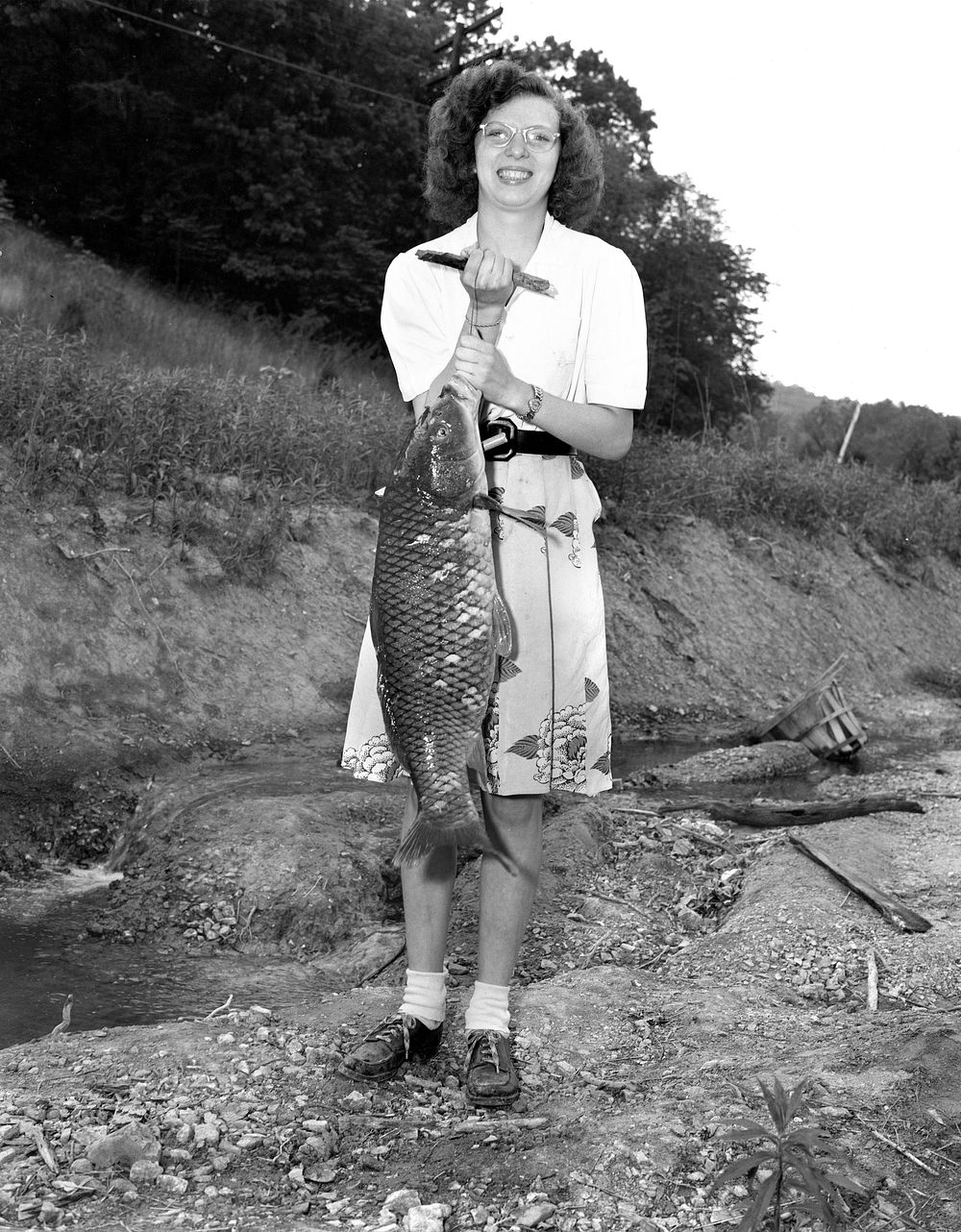 Uneeda Mae Hutson with Large Fish 1947 Oak Ridge
