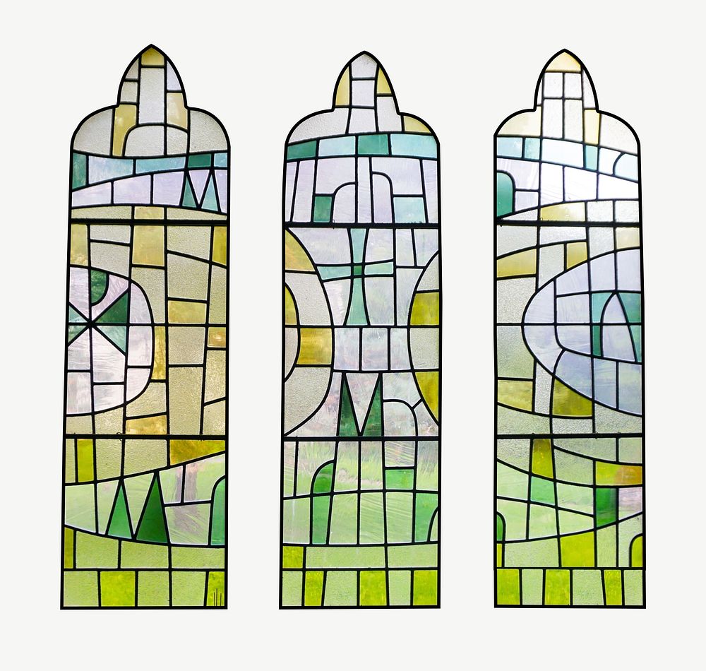 Stained glass window collage element psd