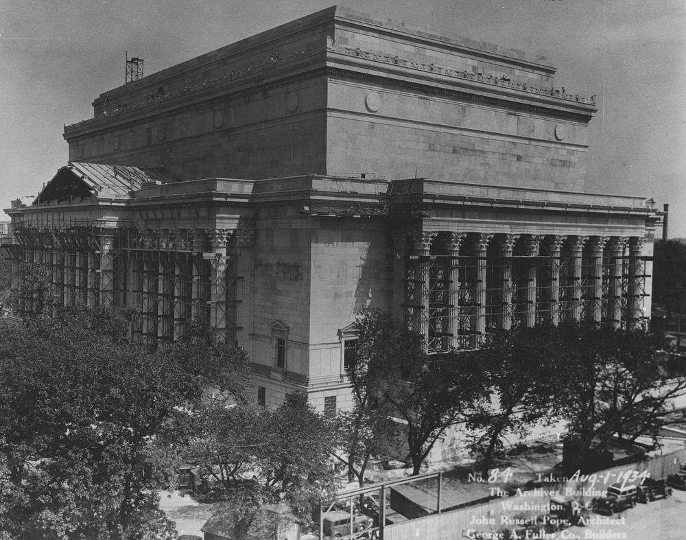 Photograph of the Almost Complete Construction of the Exterior of the National Archives Building, Washington, D.C. Original…