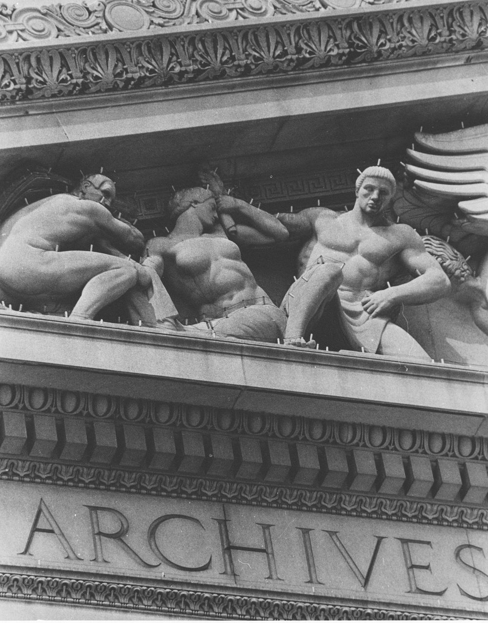 Photograph of Constitutional Avenue Fa&ccedil;ade Details of the National Archives. Original public domain image from Flickr