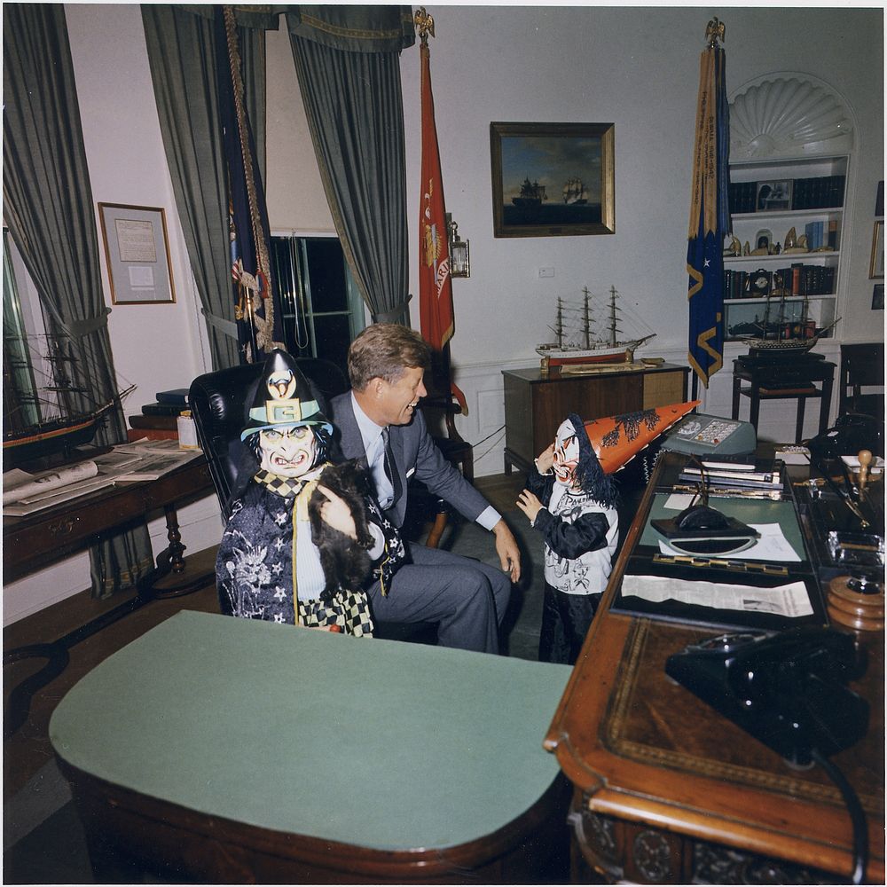 Halloween Visitors to the Oval Office. Caroline Kennedy, President Kennedy, John F. Kennedy, Jr. White House, Oval Office…