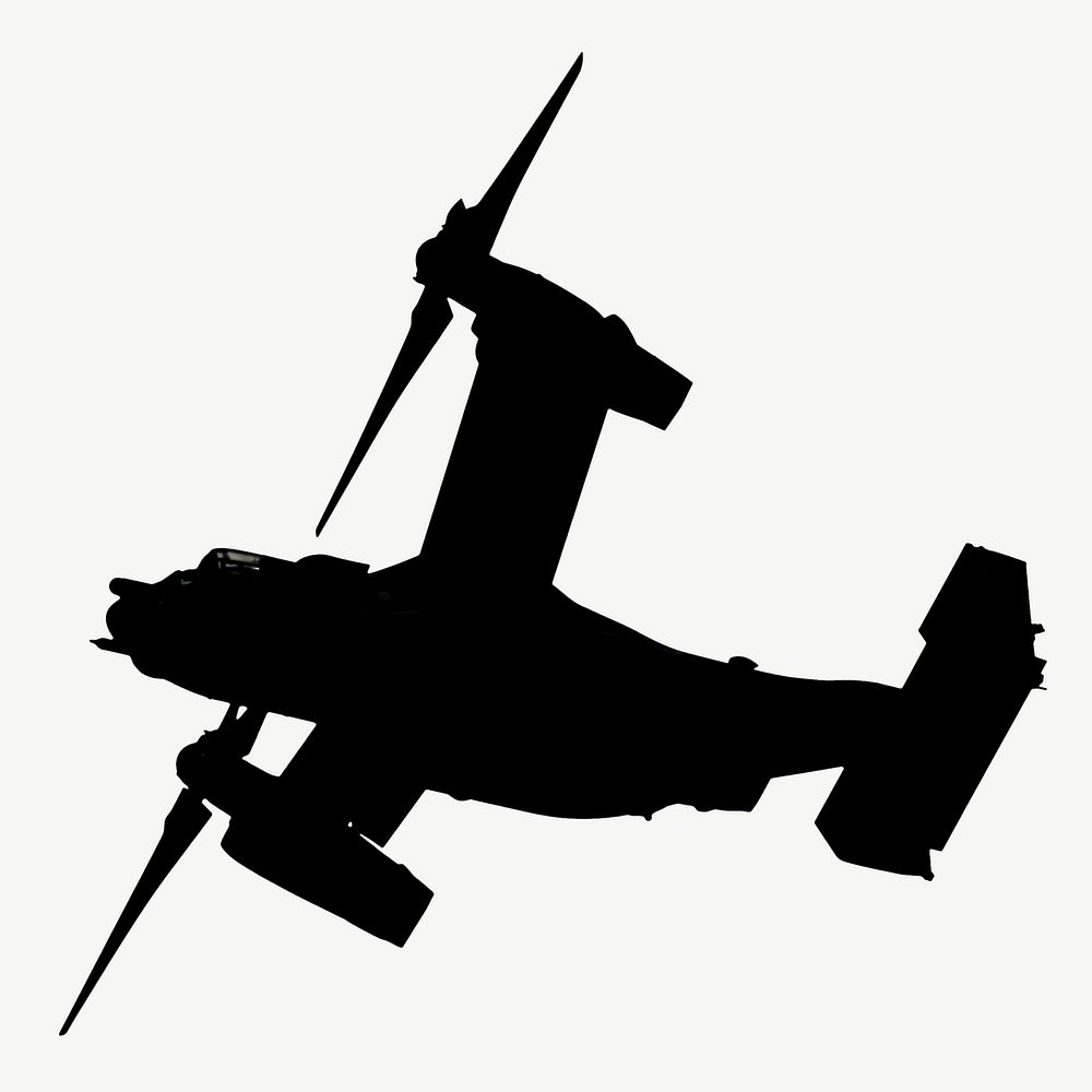 Military aircraft silhouette collage element psd