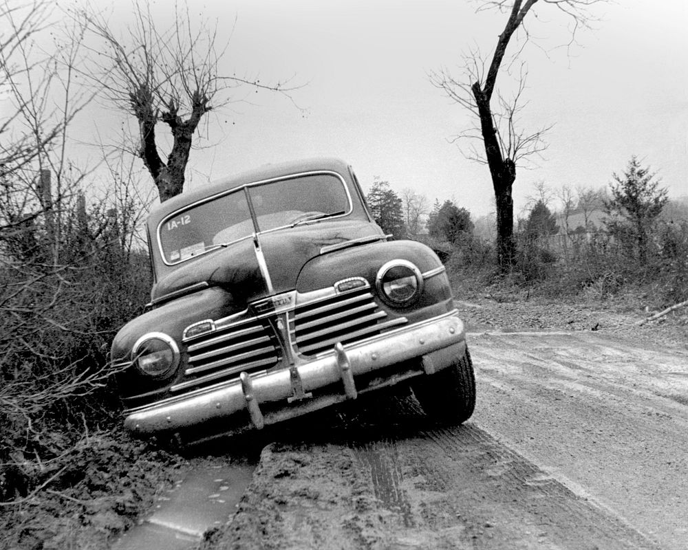 Days of Mud Gov. Car Stuck in Mud 1943 Oak Ridge
