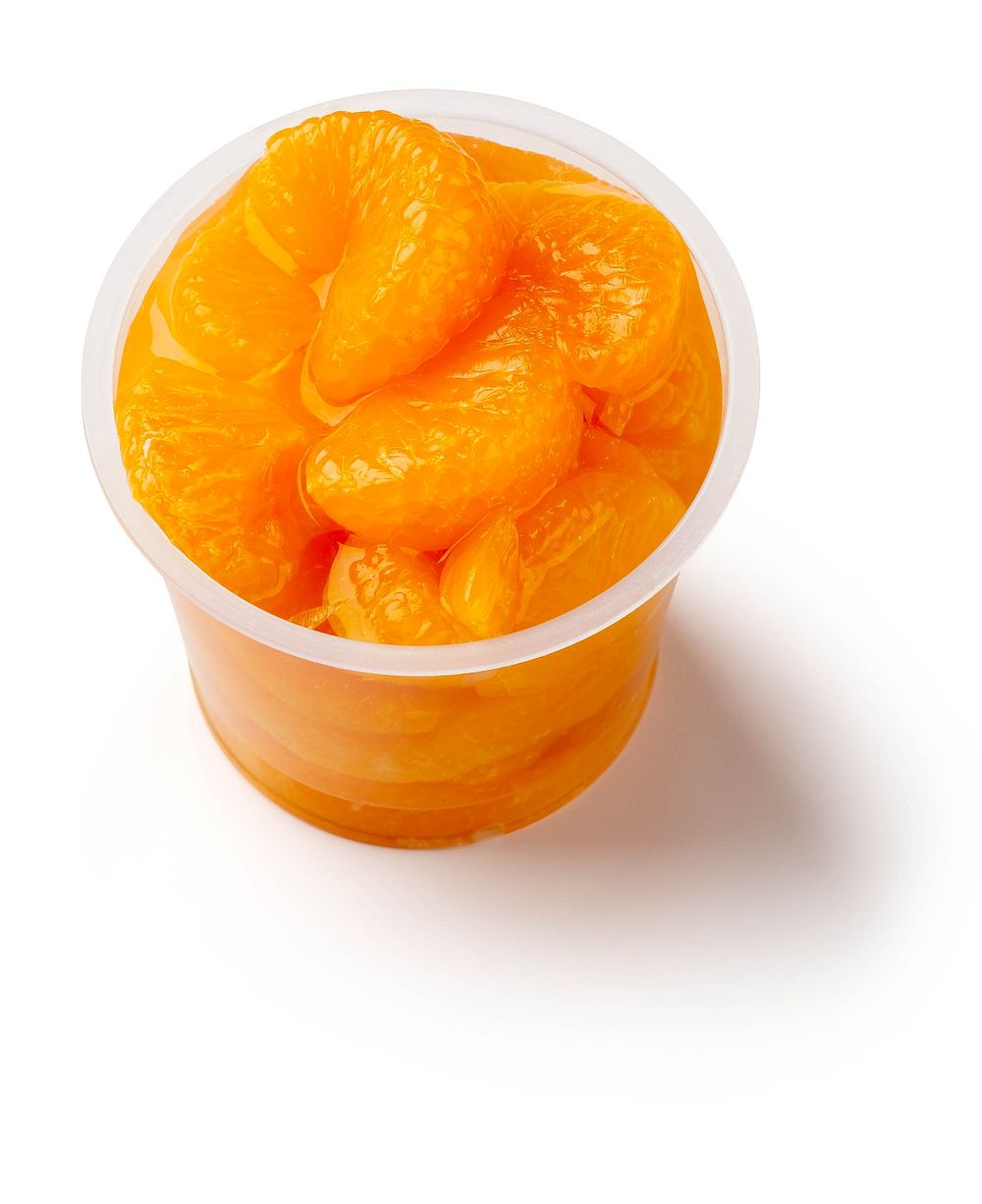 Mandarin orange slices, clear cup. Original public domain image from Flickr