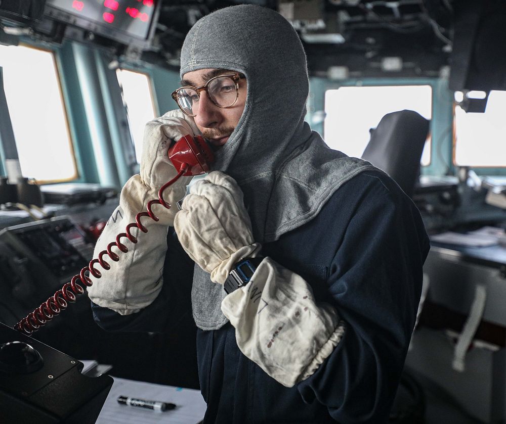 Ensign Nicholas Lumacuri, assigned to the Arleigh Burke-class guided-missile destroyer USS Porter (DDG 78) conduct General…