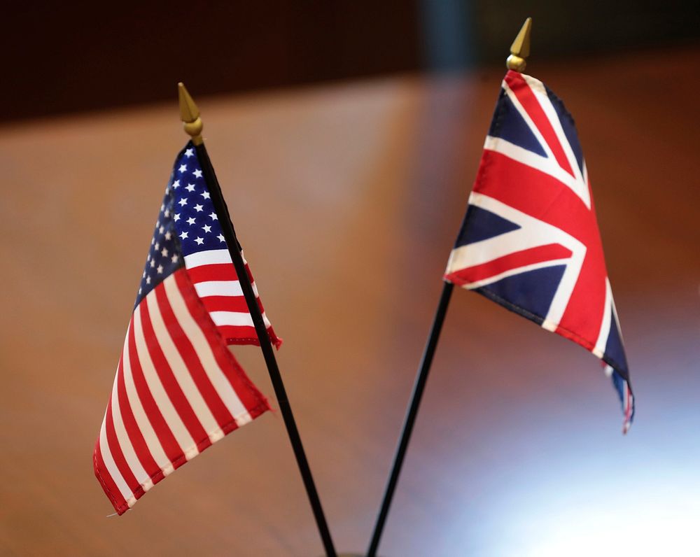 American and British flag. Original public domain image from Flickr