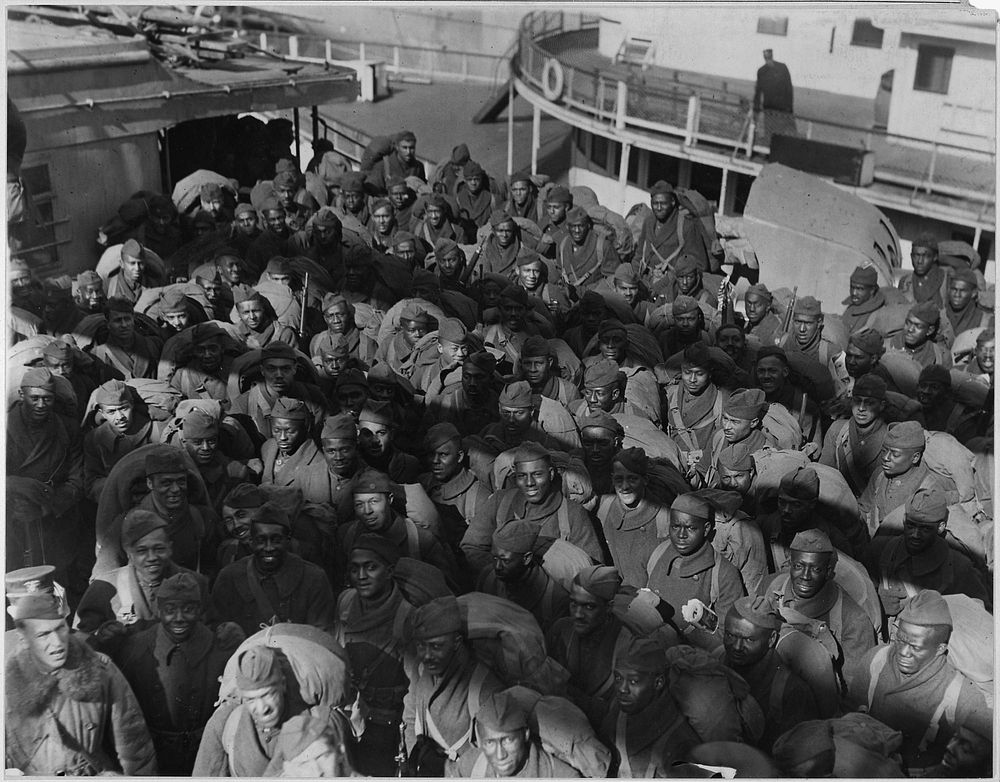351st Field Artillery [African American] Troops on the Deck of the "Louisville." Part of the Squadron "A" 351st Field…