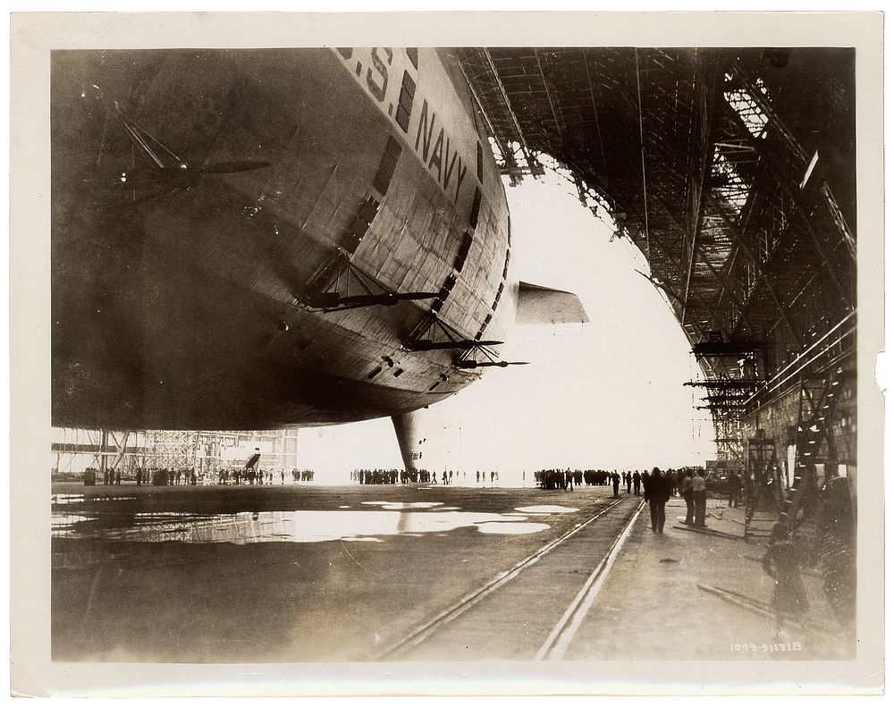 Photograph of the USS Akron in the Goodyear-Zeppelin Dock , ca. 1933. Original public domain image from Flickr