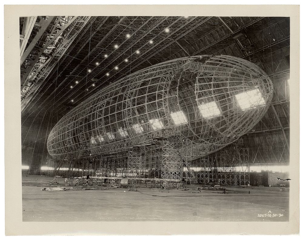 Photograph of the Nose of the USS Akron being Attached, ca. 1933. Original public domain image from Flickr